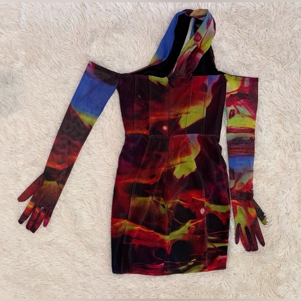 NWOT House of CB Dahlia Printed Cut Out Corset Mini Dress sz S - Picture 6 of 9